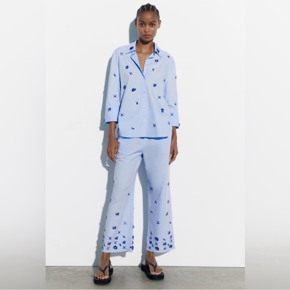 Zara Tops - Zara Jeweled Buttondown Shirt and Pant Set  XS S